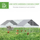PawHut 10' x 26' x 6.5' Steel Frame Chicken Run with Waterproof and Anti-UV Cover, Lockable Door