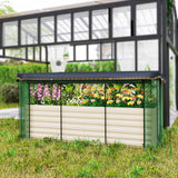 Outsunny 7.5' x 3.5' x 2' Galvanized Metal Raised Garden Bed with Crop Cage and Shade Cloth, Cream