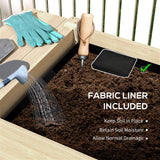 Outsunny 7.8' x 2' x 2.6' Elevated Wooden Planter Bed with Side Table, Shelf, Bed Liner & Drain Holes, Natural