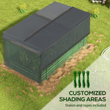 Outsunny 7.5' x 3.5' x 1' Galvanized Metal Raised Garden Bed with Crop Cage and Shade Cloth, Green