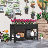 Outsunny 47" x 22" x 31.5" Elevated Planter Bed with Storage Shelf, Drainage Holes and Liner, Black
