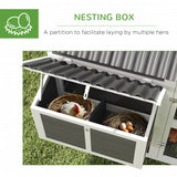 PawHut Wooden Chicken Coop with Run, 2 Nesting Boxes, 2 Roosting Bars, Ramp & Tray, 6-8 Chickens, Gray