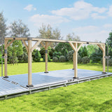 Outsunny 10' x 20' Wooden Gazebo, Hardtop Lean-to Gazebo with Galvanized Steel Sloped Roof, Light Walnut