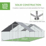 PawHut 10' x 26' x 6.5' Steel Frame Chicken Run with Waterproof and Anti-UV Cover, Lockable Door