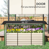 Outsunny 6' x 2' x 2' Galvanized Metal Raised Garden Bed with Crop Cage and Shade Cloth, Cream