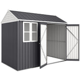 Outsunny 8' x 6' Metal Garden Storage Shed, with Double Swing Doors, Air Vents, Window, Dark Gray