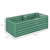 Outsunny 6' x 3' x 2' Galvanized Metal Raised Garden Bed Reinforced Rods, Green