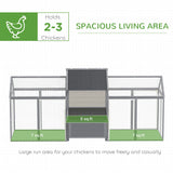 PawHut 100" Wooden Chicken Coop with Double Run, Nesting Box, Gray