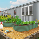 Outsunny 7' x 3' x 1' Raised Garden Bed Set, with Metal Plant Stakes, Green
