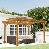Outsunny 10' x 12' Wood Frame Pergola, Dark Brown