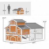 PawHut 79" Chicken Coop for 6 Chickens with Run, Wooden Chicken House with Nesting Boxes and Pull-Out Tray