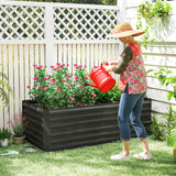 Outsunny 6' x 3' x 2' Galvanized Metal Raised Garden Bed Reinforced Rods, Black