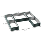Outsunny 8' x 8' x 1' Galvanized Metal Raised Garden Bed, Customizable Layout, Green