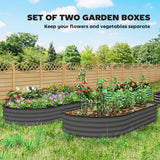 Outsunny 7' x 3' x 1' Raised Garden Bed Set, with Metal Plant Stakes, Dark Gray
