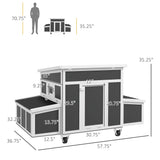 PawHut Portable Wooden Chicken Coop with Nesting Box for 6 Chickens, Dark Gray