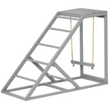 PawHut Chicken Activity Play Structure With Chicken Perches & Hen Ladder, Gray