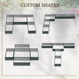Outsunny 8' x 8' x 1' Galvanized Metal Raised Garden Bed, Customizable Layout, Green