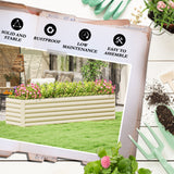 Outsunny 8' x 2' x 2' Galvanized Metal Raised Garden Bed, Cream