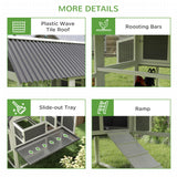 PawHut Wooden Chicken Coop with Run, 2 Nesting Boxes, 2 Roosting Bars, Ramp & Tray, 6-8 Chickens, Gray