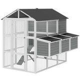 PawHut 77" Large Chicken Coop for 6-8 Chickens, with Wooden Hen House, Run, Nesting Boxes, Waterproof Roof