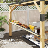 Outsunny 10' x 14' Wooden Gazebo, Hardtop Lean-to Gazebo with Galvanized Steel Sloped Roof, Bar Shelf, Natural Wood
