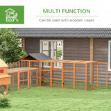 PawHut 141.75" x 48" x 61" Wooden Chicken Coop & Run for 6 - 10 Chickens, Hen House Add-On with Storage, Perches, Natural