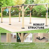 Outsunny 10' x 20' Wooden Gazebo, Hardtop Lean-to Gazebo with Galvanized Steel Sloped Roof, Light Walnut