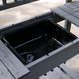 Outsunny 39" Wooden Potting Table with Sliding Tabletop, Dry Sink, Storage Shelf, Gray