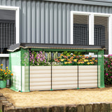 Outsunny 7.5' x 3.5' x 2' Galvanized Metal Raised Garden Bed with Crop Cage and Shade Cloth, Cream