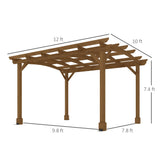 Outsunny 10' x 12' Wood Frame Pergola, Dark Brown