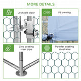 PawHut 10' x 26' x 6.5' Steel Frame Chicken Run with Waterproof and Anti-UV Cover, Lockable Door