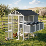PawHut 77" Large Chicken Coop for 6-8 Chickens, with Wooden Hen House, Run, Nesting Boxes, Waterproof Roof