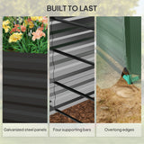 Outsunny 7.5' x 3.5' x 2' Galvanized Metal Raised Garden Bed with Crop Cage and Shade Cloth, Dark Gray