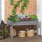 Outsunny 48" x 22" x 30" Wooden Elevated Planter Bed with Filter Fabric and Drainage Holes, Dark Gray