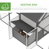 PawHut 100" Wooden Chicken Coop with Double Run, Nesting Box, Gray