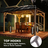 Outsunny 10' x 16' Wood Frame Gazebo with Hardtop Galvanized Steel Roof, UPF50+ Sun Protection, Clear Roof Top, Light Walnut