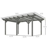 Outsunny 12' x 16' Wood Frame Pergola, Gray