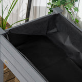 Outsunny 47" x 21" Elevated Wooden Planter Bed with Lockable Wheels, Storage Shelf, Filter Fabric & Drainage Holes, Gray