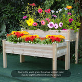 Outsunny 3.5' x 1.5' Wooden Elevated Planter Bed, 2-Tier, Natural