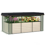 Outsunny 7.5' x 3.5' x 2' Galvanized Metal Raised Garden Bed with Crop Cage and Shade Cloth, Cream