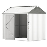 Outsunny 8' x 6' Metal Storage Shed, with Double Swing Doors, Air Vents, Window, White