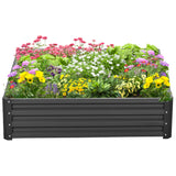 Outsunny 4' x 4' x 1' Galvanized Metal Raised Garden Bed, Dark Gray