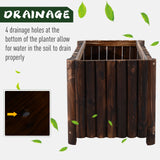 Outsunny 48" x 20" x 18" Raised Planter Box from Split Logs with Drainage Holes