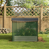 Outsunny 7.5' x 3.5' x 1' Galvanized Metal Raised Garden Bed with Crop Cage and Shade Cloth, Cream