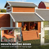 PawHut 79" Chicken Coop for 6 Chickens with Run, Wooden Chicken House with Nesting Boxes and Pull-Out Tray