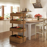 Outsunny Wooden Elevated Planter Bed, 4-Tier with Bed Liners, Self-Draining, Natural