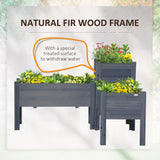 Outsunny Wooden Elevated Planter Bed with Bed Liner, Set of 3, Gray