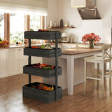 Outsunny Wooden Elevated Planter Bed, 4-Tier with Bed Liners, Self-Draining,Gray