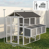 PawHut 77" Large Chicken Coop for 6-8 Chickens, with Wooden Hen House, Run, Nesting Boxes, Waterproof Roof