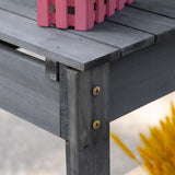 Outsunny 39" Wooden Potting Table with Sliding Tabletop, Dry Sink, Storage Shelf, Gray